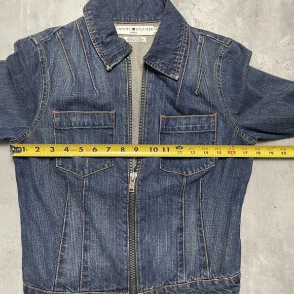 Vtg Tommy Hilfiger American Womens Sz S/M USA Flag Jean Denim Jacket Trucker - Picture 10 of 11